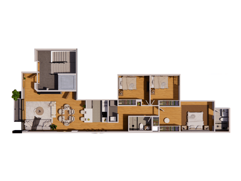 Plano de FLAT 202 | 302 | 402 del proyecto Eva